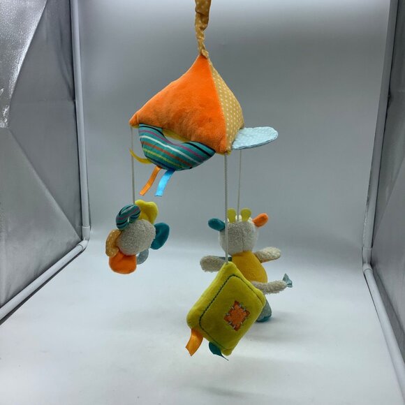 Vtg Baby Crib Mobile Plush Animal Toys Bright Colors Soft Hanging Clip 19" - Picture 3 of 6